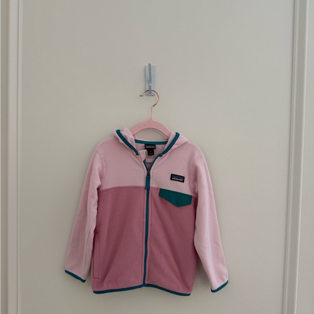 Patagonia Kids Pink and Teal Fleece Hoodie